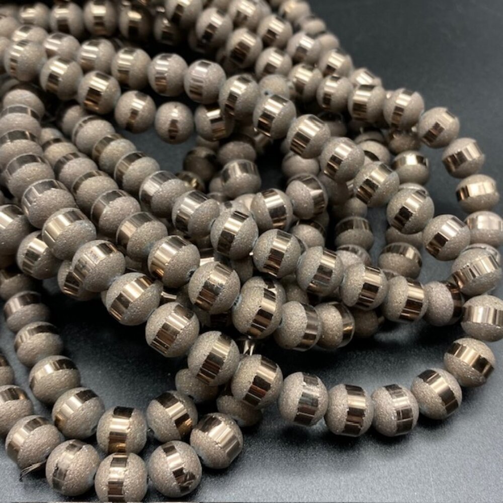 10.5mm Coffee Brown Electroplated Glass Bead Strand